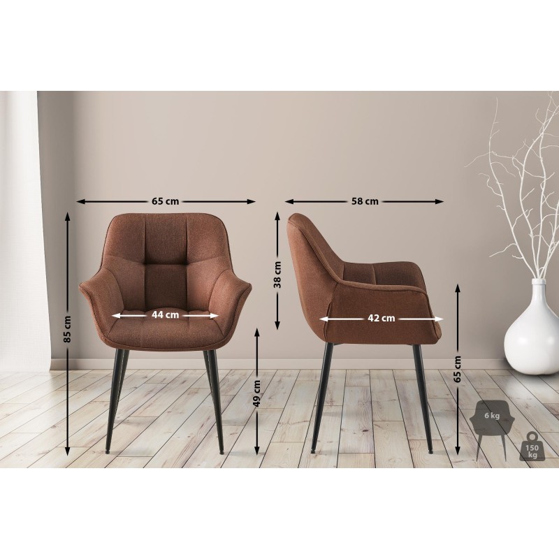 Silla de comedor Roseville en tela marrón