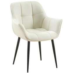 Silla de comedor Roseville en tela color crema Silla de comedor Roseville en tela color crema