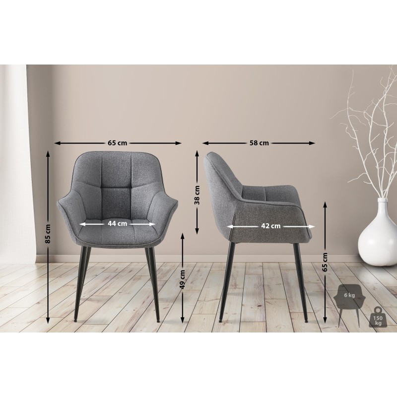 Silla de comedor Roseville en tela gris oscuro