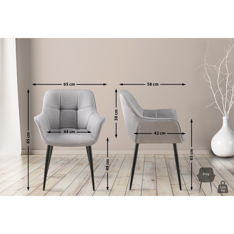 Silla de comedor Roseville en tela gris