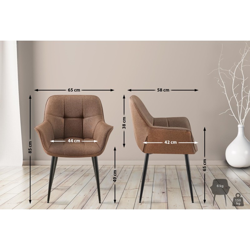 Silla de comedor Roseville en tela color topo