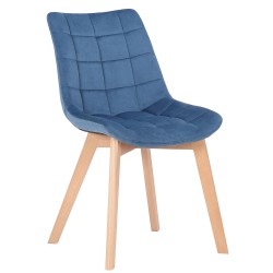 Silla de comedor de terciopelo azul Passaic