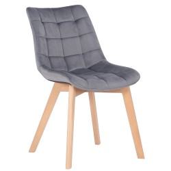 Silla de comedor Passaic en terciopelo gris