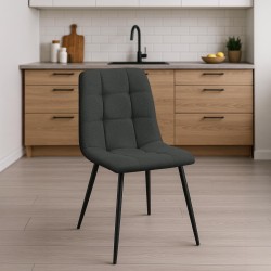 Juego de 2 sillas de comedor Tilde en tela gris oscuro