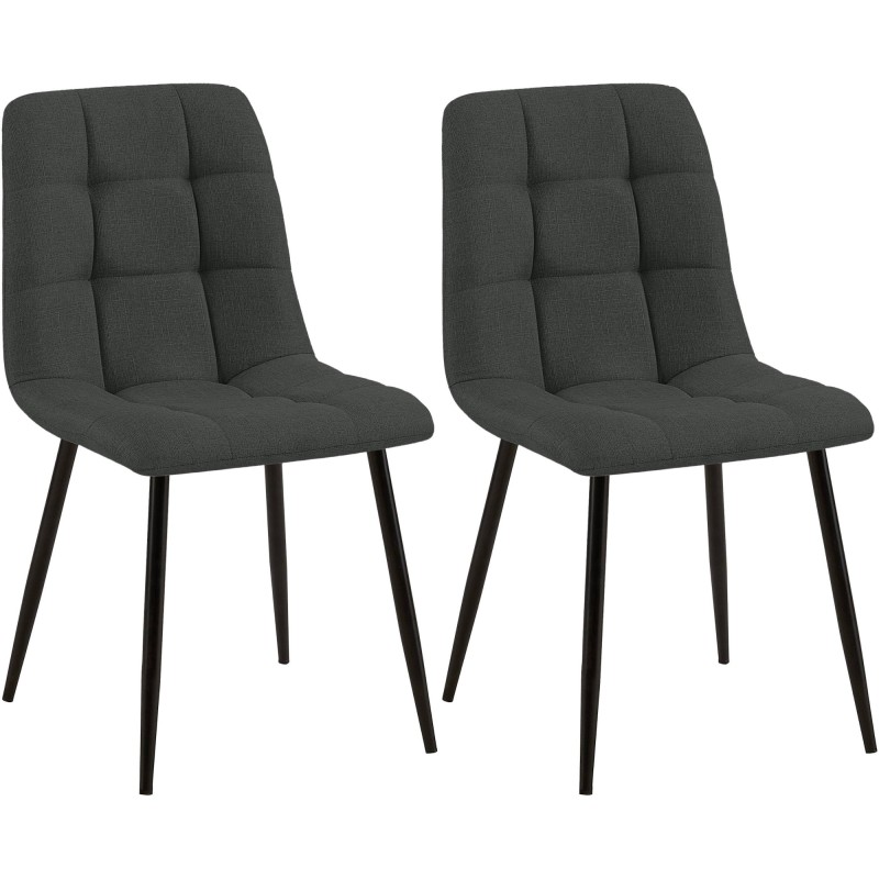 Juego de 2 sillas de comedor Tilde en tela gris oscuro