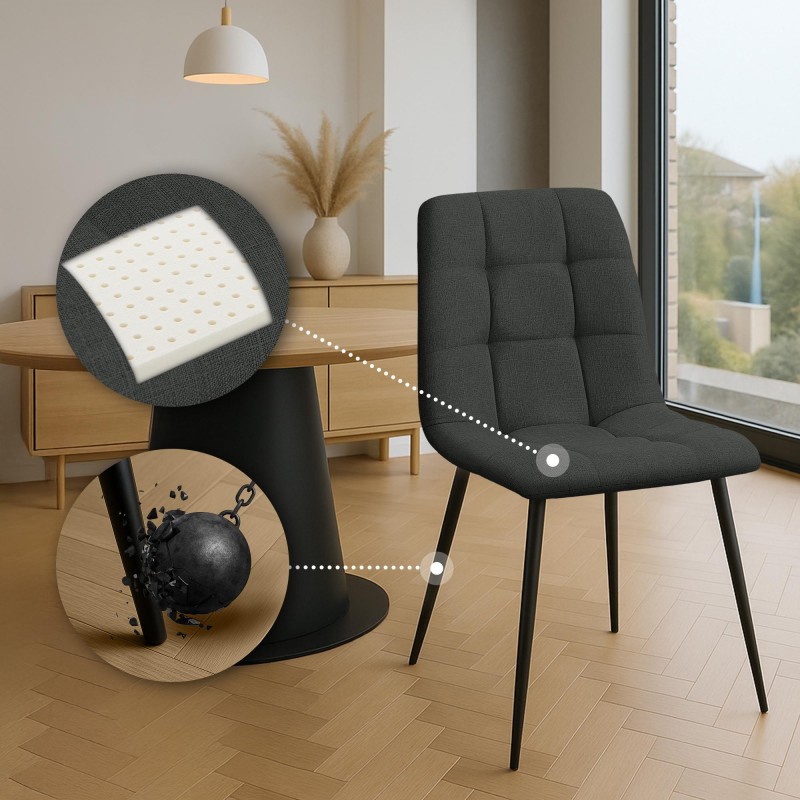 Juego de 2 sillas de comedor Tilde en tela gris oscuro