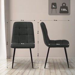 Juego de 2 sillas de comedor Tilde en tela gris oscuro Juego de 2 sillas de comedor Tilde en tela gris oscuro