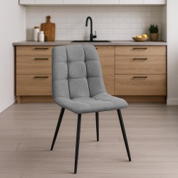 Juego de 2 sillas de comedor Tilde en tela gris