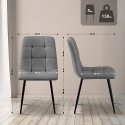 Juego de 2 sillas de comedor Tilde en tela gris Juego de 2 sillas de comedor Tilde en tela gris
