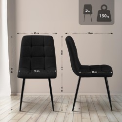Juego de 2 sillas de comedor Tilde en tela negra Juego de 2 sillas de comedor Tilde en tela negra