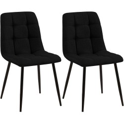 Juego de 2 sillas de comedor Tilde en tela negra Juego de 2 sillas de comedor Tilde en tela negra