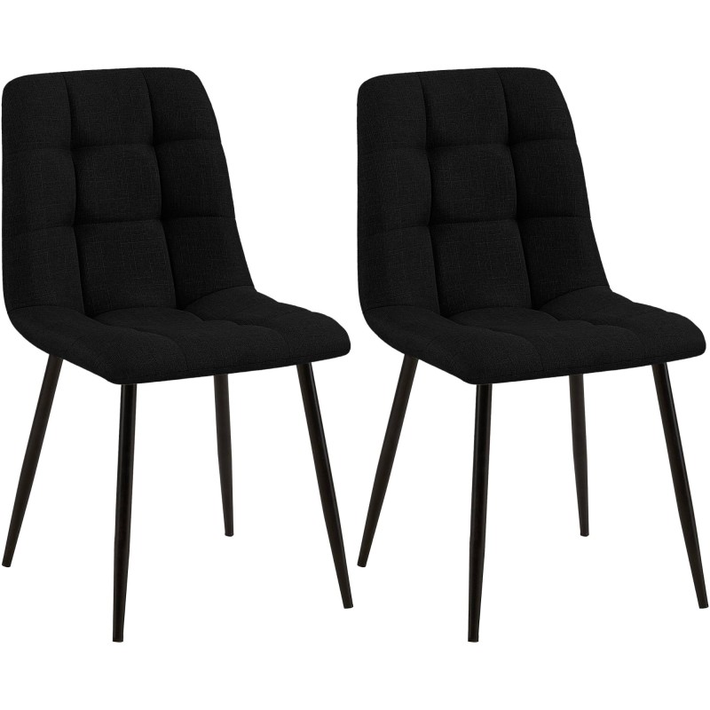 Juego de 2 sillas de comedor Tilde en tela negra Juego de 2 sillas de comedor Tilde en tela negra