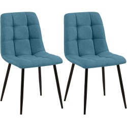 Juego de 2 sillas de comedor Tilde en tela azul Juego de 2 sillas de comedor Tilde en tela azul
