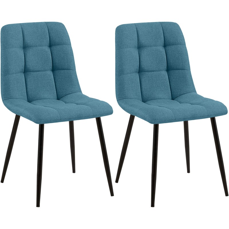Juego de 2 sillas de comedor Tilde en tela azul Juego de 2 sillas de comedor Tilde en tela azul