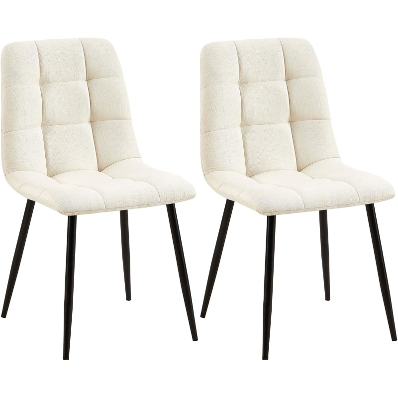 Juego de 2 sillas de comedor Tilde en tela color crema