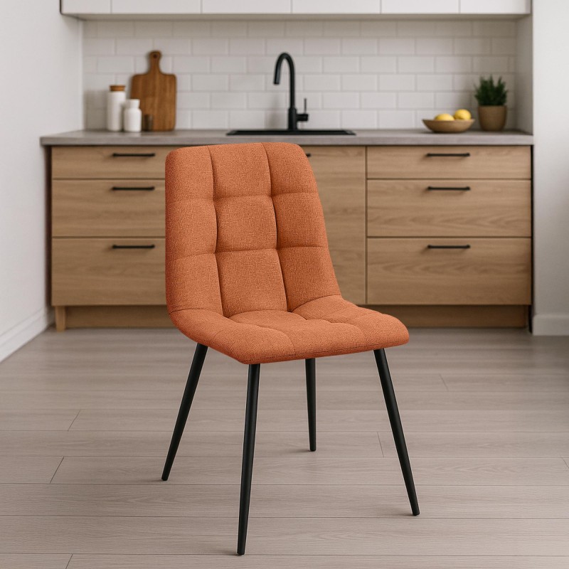Juego de 2 sillas de comedor Tilde en tela naranja Juego de 2 sillas de comedor Tilde en tela naranja