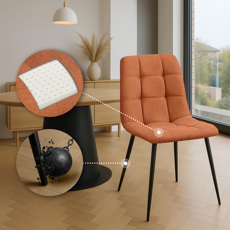 Juego de 2 sillas de comedor Tilde en tela naranja Juego de 2 sillas de comedor Tilde en tela naranja