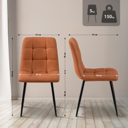 Juego de 2 sillas de comedor Tilde en tela naranja Juego de 2 sillas de comedor Tilde en tela naranja
