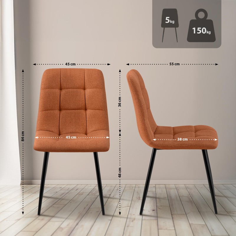 Juego de 2 sillas de comedor Tilde en tela naranja Juego de 2 sillas de comedor Tilde en tela naranja
