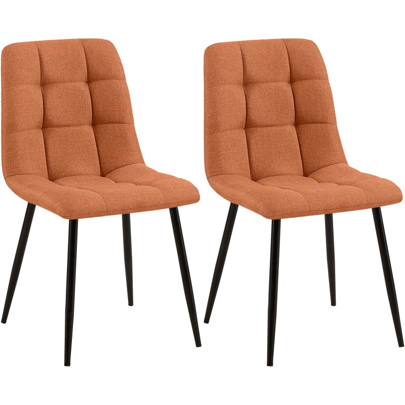 Juego de 2 sillas de comedor Tilde en tela naranja Juego de 2 sillas de comedor Tilde en tela naranja