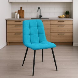 Juego de 2 sillas de comedor Tilde en tela turquesa