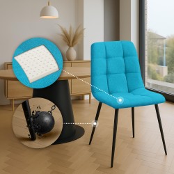 Juego de 2 sillas de comedor Tilde en tela turquesa Juego de 2 sillas de comedor Tilde en tela turquesa