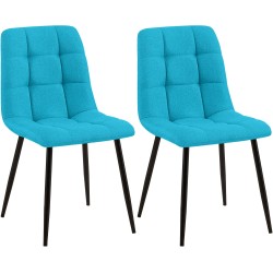 Juego de 2 sillas de comedor Tilde en tela turquesa Juego de 2 sillas de comedor Tilde en tela turquesa