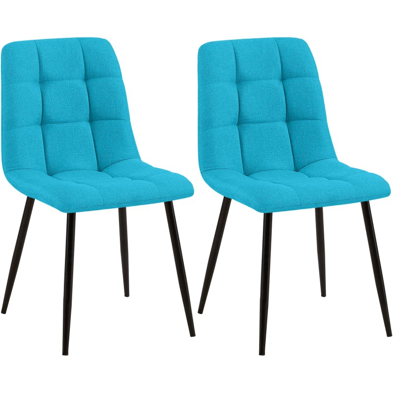 Juego de 2 sillas de comedor Tilde en tela turquesa
