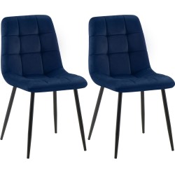 Juego de 2 sillas de comedor Tilde en terciopelo azul Juego de 2 sillas de comedor Tilde en terciopelo azul