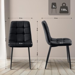 Juego de 2 sillas de comedor Tilde en terciopelo negro