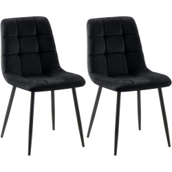 Juego de 2 sillas de comedor Tilde en terciopelo negro Juego de 2 sillas de comedor Tilde en terciopelo negro