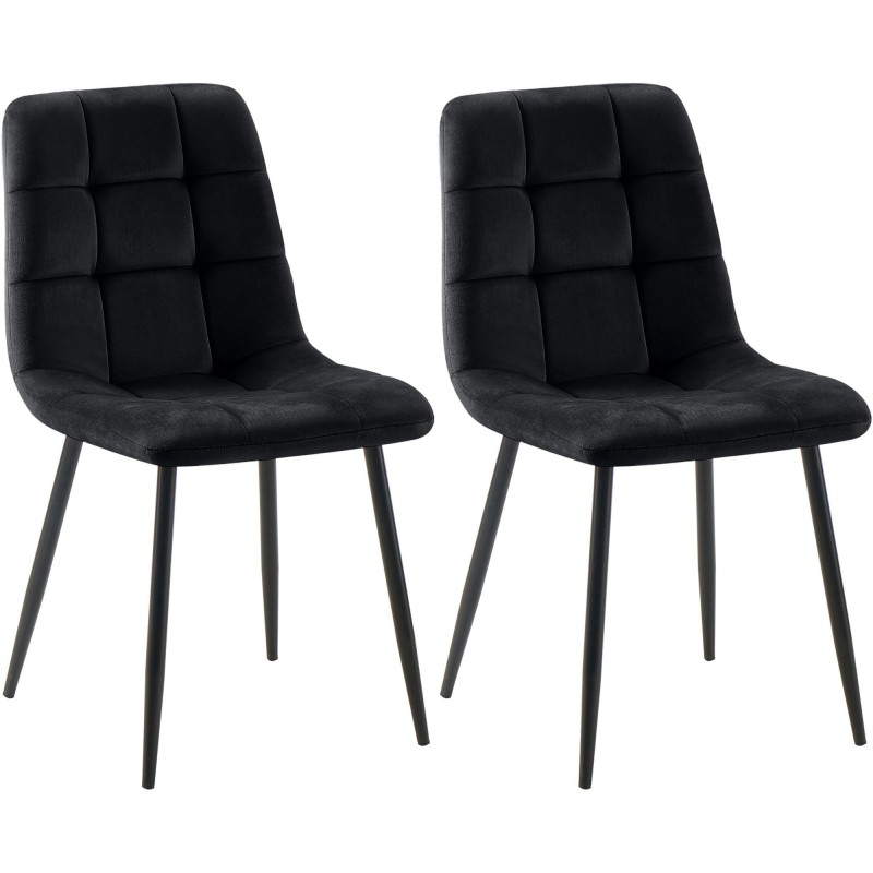 Juego de 2 sillas de comedor Tilde en terciopelo negro