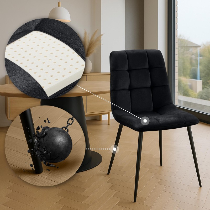 Juego de 2 sillas de comedor Tilde en terciopelo negro