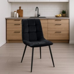 Juego de 2 sillas de comedor Tilde en terciopelo negro Juego de 2 sillas de comedor Tilde en terciopelo negro