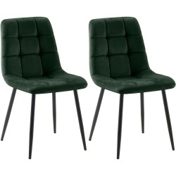 Juego de 2 sillas de comedor Tilde en terciopelo verde Juego de 2 sillas de comedor Tilde en terciopelo verde