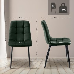 Juego de 2 sillas de comedor Tilde en terciopelo verde Juego de 2 sillas de comedor Tilde en terciopelo verde