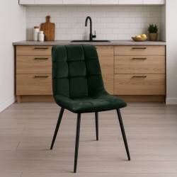 Juego de 2 sillas de comedor Tilde en terciopelo verde Juego de 2 sillas de comedor Tilde en terciopelo verde