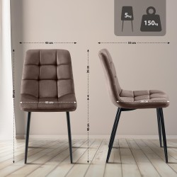 Juego de 2 sillas de comedor Tilde en terciopelo marrón