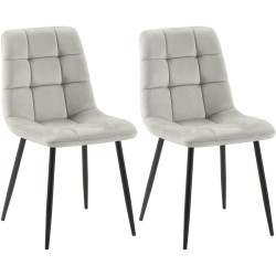 Juego de 2 sillas de comedor Tilde en terciopelo gris Juego de 2 sillas de comedor Tilde en terciopelo gris