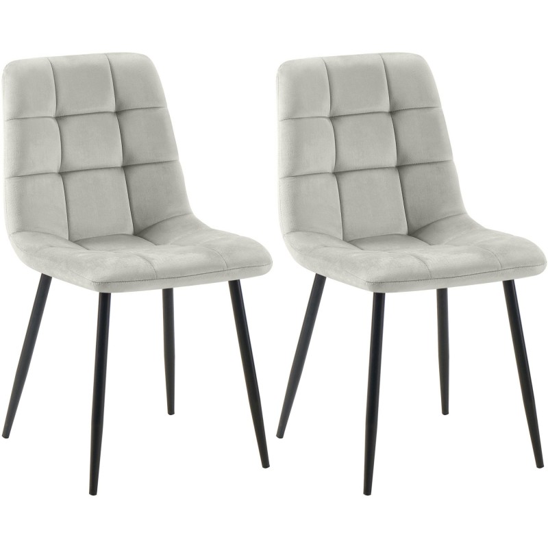 Juego de 2 sillas de comedor Tilde en terciopelo gris Juego de 2 sillas de comedor Tilde en terciopelo gris