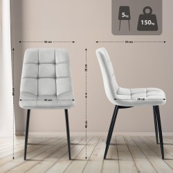 Juego de 2 sillas de comedor Tilde en terciopelo gris Juego de 2 sillas de comedor Tilde en terciopelo gris