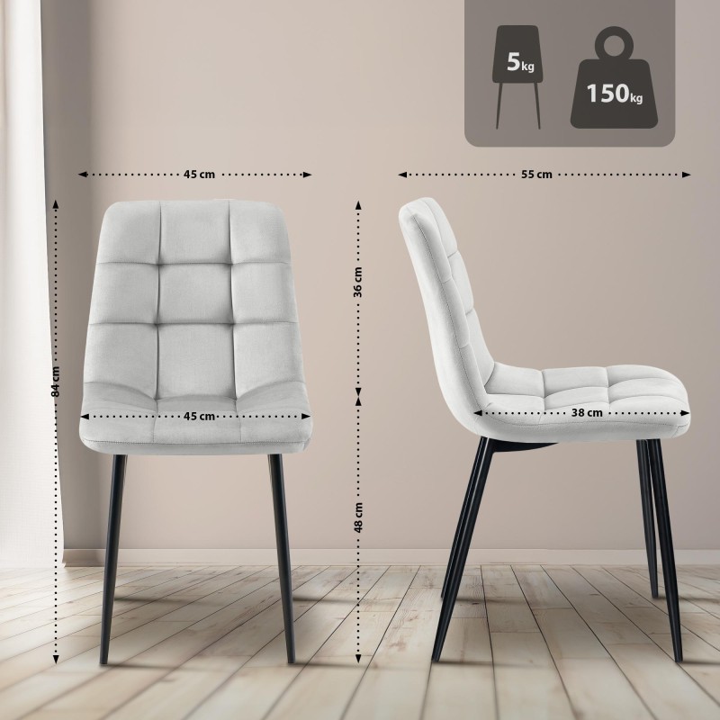 Juego de 2 sillas de comedor Tilde en terciopelo gris Juego de 2 sillas de comedor Tilde en terciopelo gris