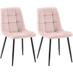 Juego de 2 sillas de comedor Tilde en terciopelo rosa Juego de 2 sillas de comedor Tilde en terciopelo rosa
