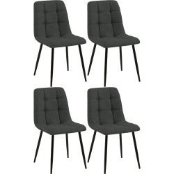Juego de 4 sillas de comedor Tilde en tela gris oscuro Juego de 4 sillas de comedor Tilde en tela gris oscuro