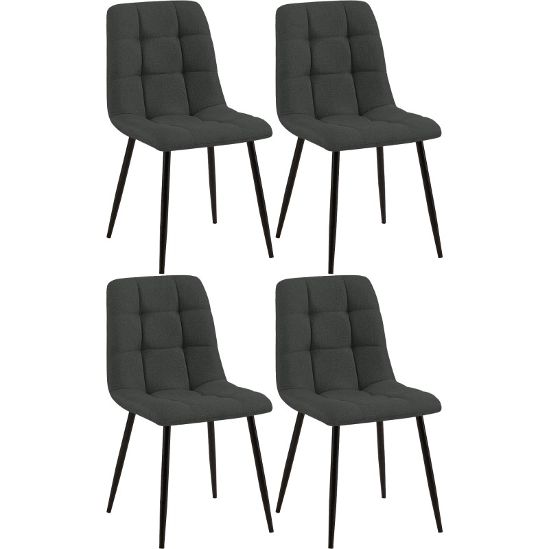 Juego de 4 sillas de comedor Tilde en tela gris oscuro Juego de 4 sillas de comedor Tilde en tela gris oscuro