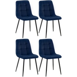 Juego de 4 sillas de comedor Tilde en terciopelo azul Juego de 4 sillas de comedor Tilde en terciopelo azul