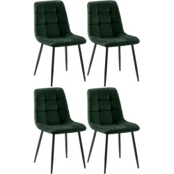 Juego de 4 sillas de comedor Tilde en terciopelo verde Juego de 4 sillas de comedor Tilde en terciopelo verde