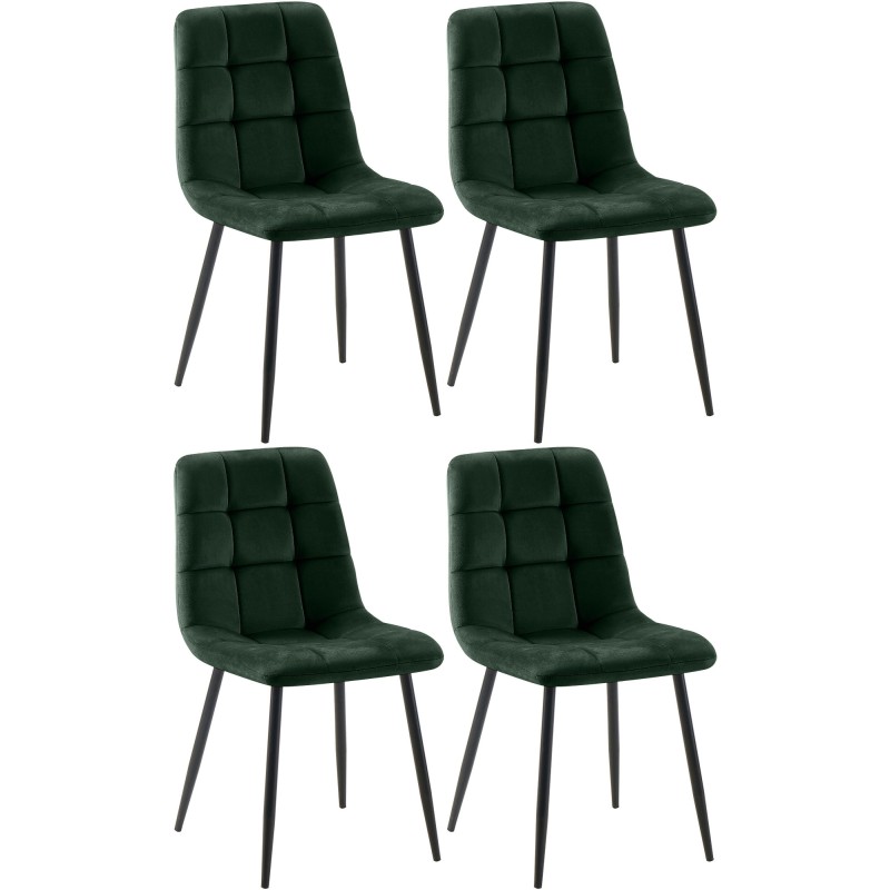 Juego de 4 sillas de comedor Tilde en terciopelo verde Juego de 4 sillas de comedor Tilde en terciopelo verde