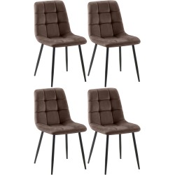 Juego de 4 sillas de comedor Tilde en terciopelo marrón Juego de 4 sillas de comedor Tilde en terciopelo marrón