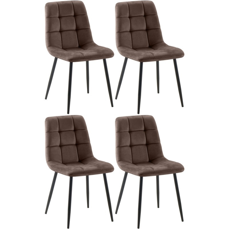 Juego de 4 sillas de comedor Tilde en terciopelo marrón